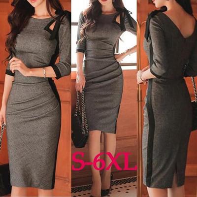 Winter Dresses Elegant Fashion Full Sleeve Brand Dress Work Midi Wear Formal Party Ladies Clothing Us Quality Standard