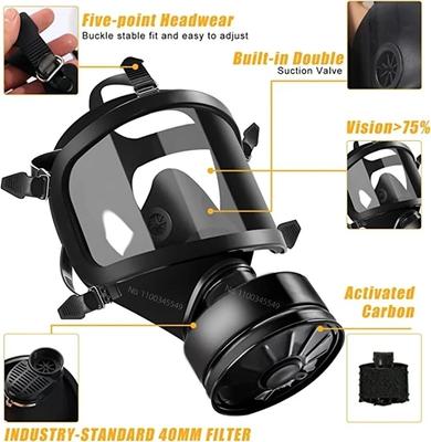 Helmask med gasmask, kemisk andningsskydd, självsugande mask, skydd mot kärnkontaminering, gasmask av typ MF14/87