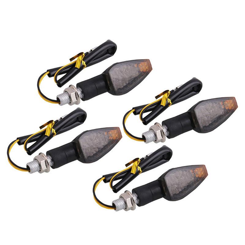 4Pcs/Set New Universal Motorcycle LED Turn Signals Long Short Turn Signal Indicator Lights Blinkers Flashers Amber Color Parts