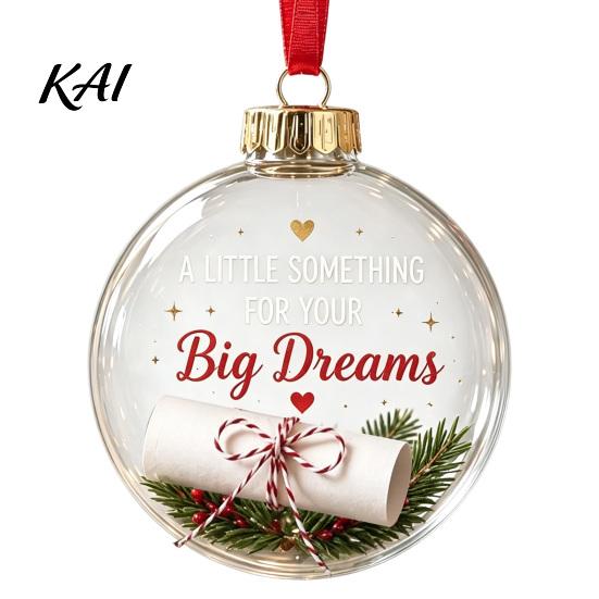Winter Holiday Decorations for Fireplace 3D Clear Ball Christmas Ornament, Message Keepsake, Acrylic Festive Party Supplies Tree Hanging Decoration