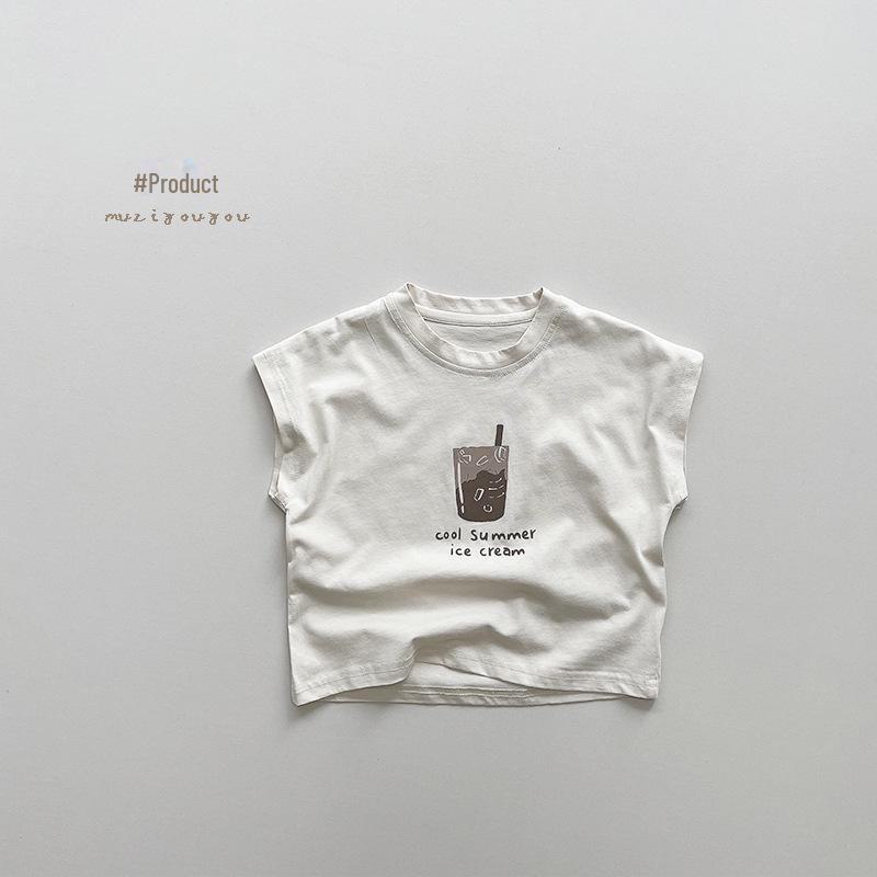 

Летние хлопковые жилеты без рукавов с принтом для мальчиков и девочек — модный корейский и японский стиль 130 cm