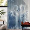 Romantic Valentine's Day White Swan Print Shower Curtain, Window Curtain with 12 Hooks Curtain for Windows