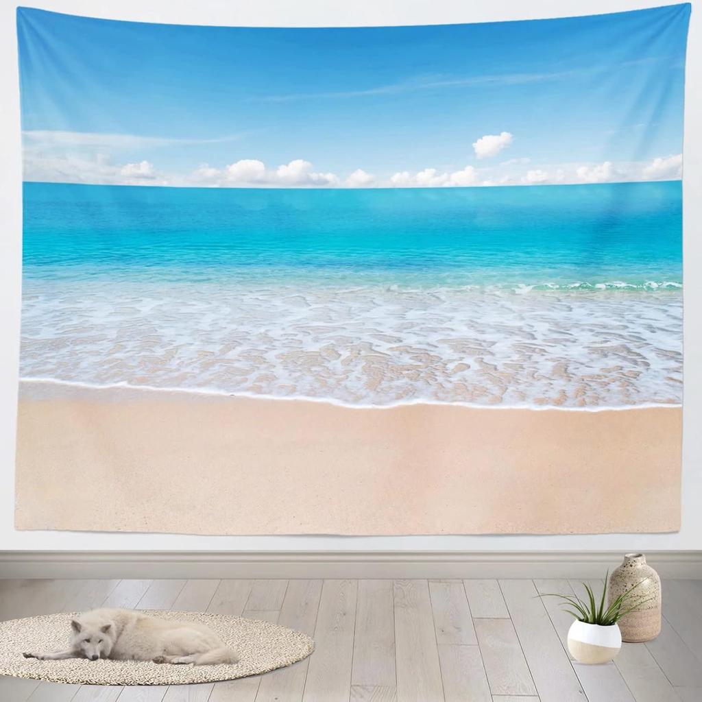 Tropical Summer Beach Tapestry Wall Hanging Tropical Beach Tapestries Seaside Coconut Tree Tapestry Home Decorations Bedroom