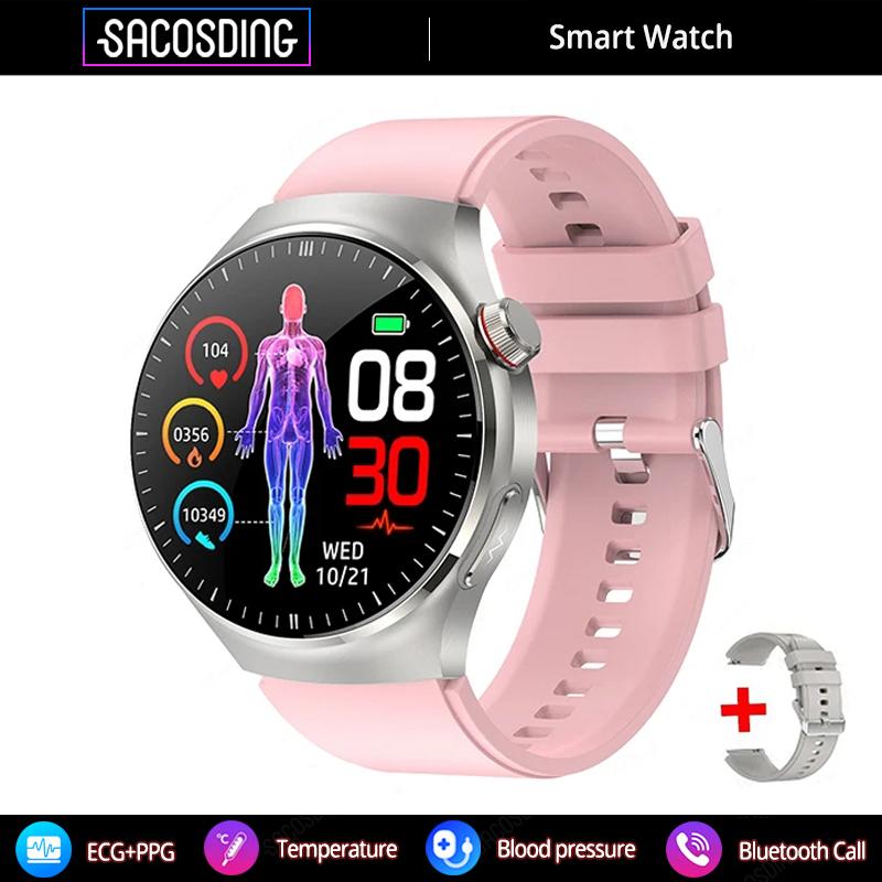 SACOSDING GT4PRO Smart Watch Women Wireless Call ECG+PPG Blood Pressure Health Monitor SOS Sports Fitness Smartwatch For Men