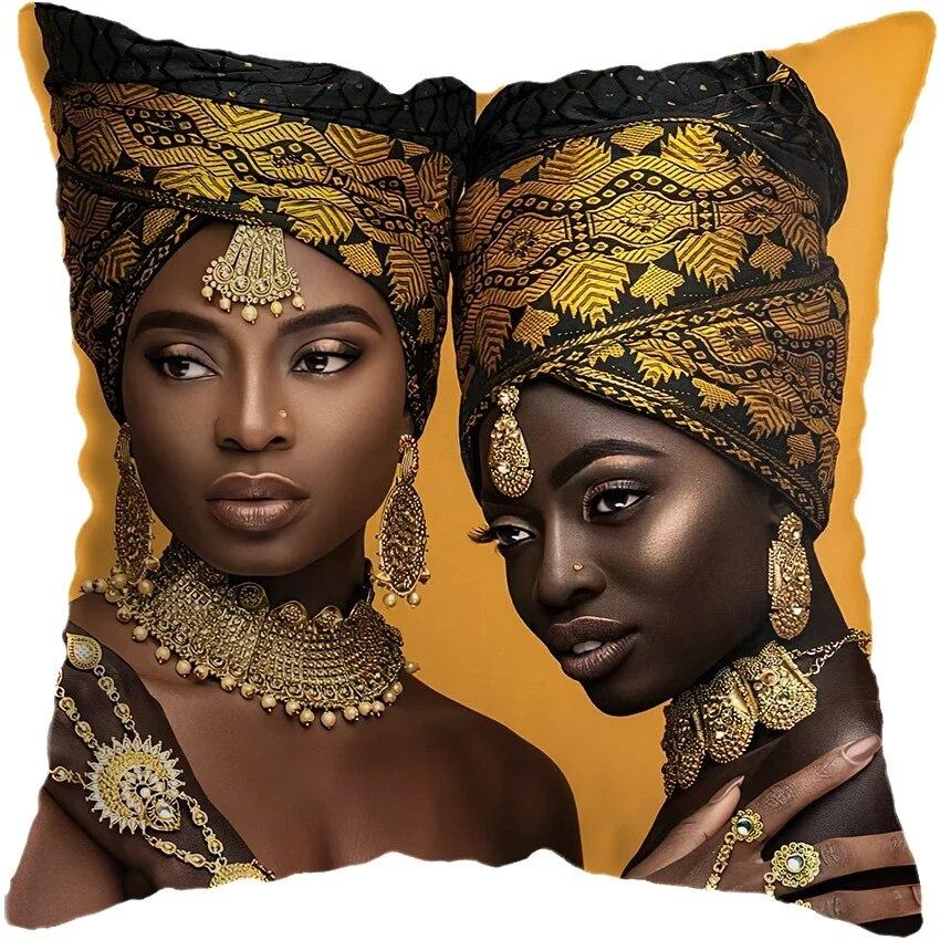 Home Decor Fashion Afro Black Women Girls Sofa Pillowcases Bedroom Living Room Cushion Covers