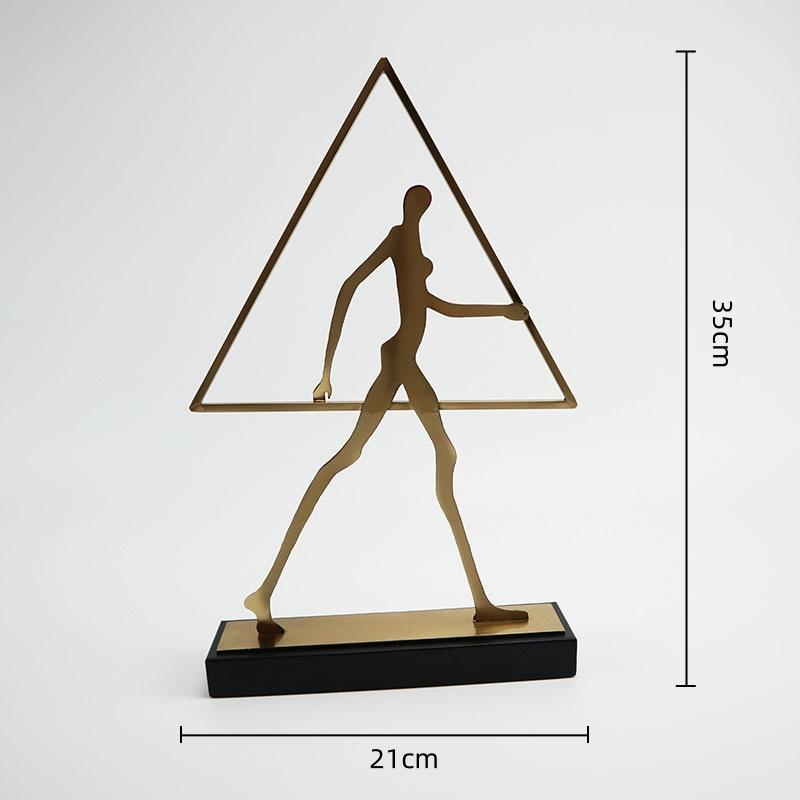 Metal Figure Sculpture Abstract Geometric Border Walking Figure Hollowed-out Metal Figurine Home Decoration Accessories