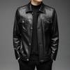 Men's Leather Clothing Trendy Fashion Young Men's Handsome Lapel Windproof Leather Jacket