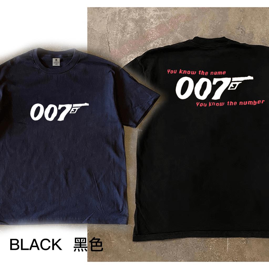 100%Cotton 007 Print Super Elastic Casual Short-Sleeved Men's Daily Party Home Social T-Shirt Solid Color Vintage Streetwear