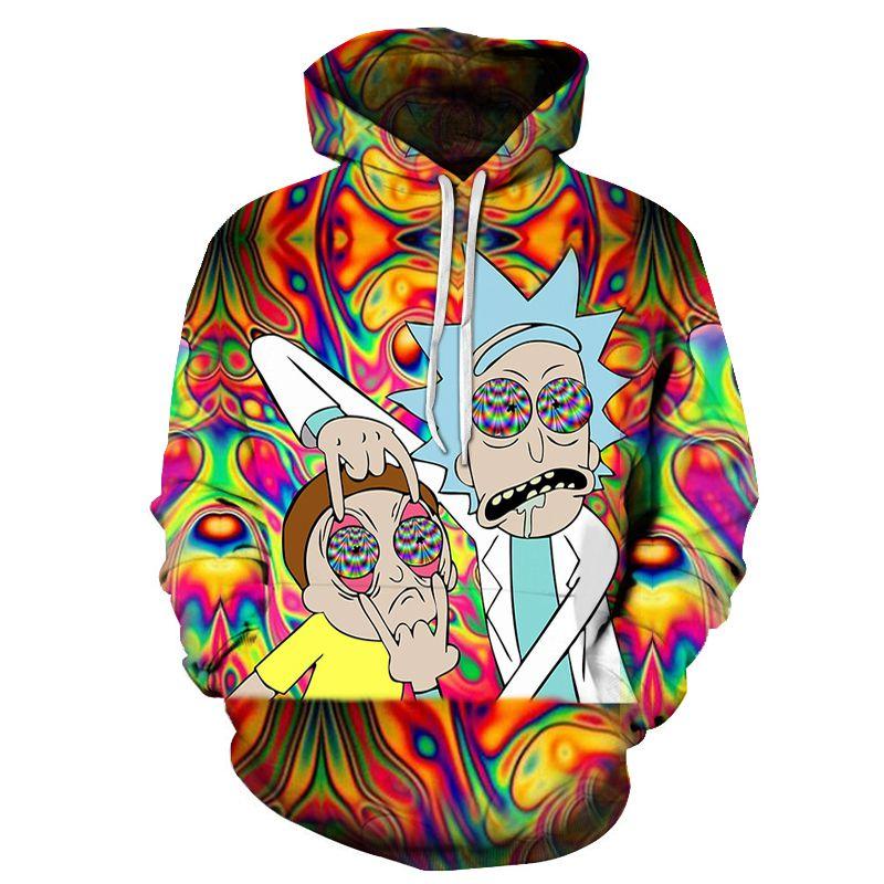 3d And Rick Print Womenmen Pullover Hoodie Sweatshirt Tops Jumper