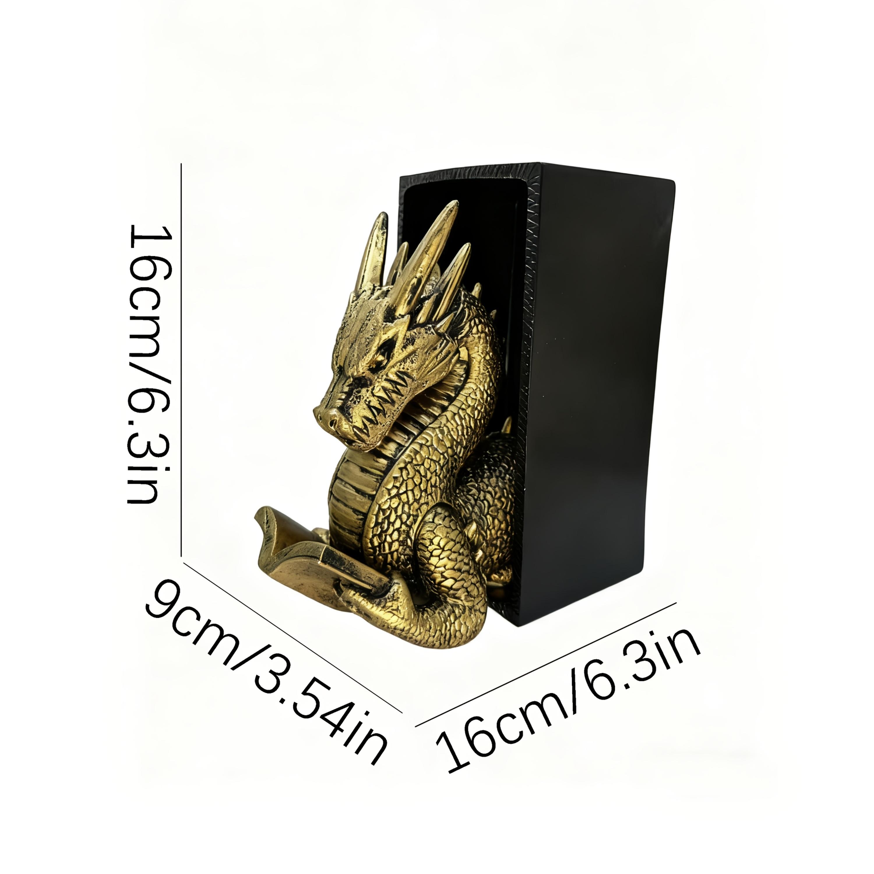 Resin Dragon Design Bookends Gothic Style Mighty Dragon Tail Bookshelf Ornament Decorative Handmade Handicraft Shelf Decor Gifts