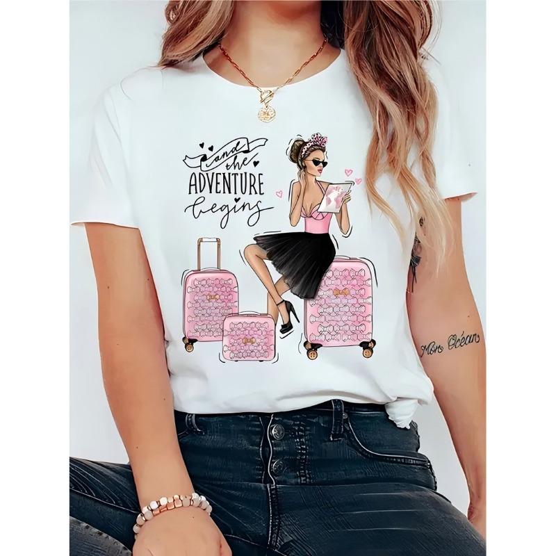 Retro Casual T-shirt with Summer Pattern 3D Printed Round Neck Top and Short Sleeved T-shirt