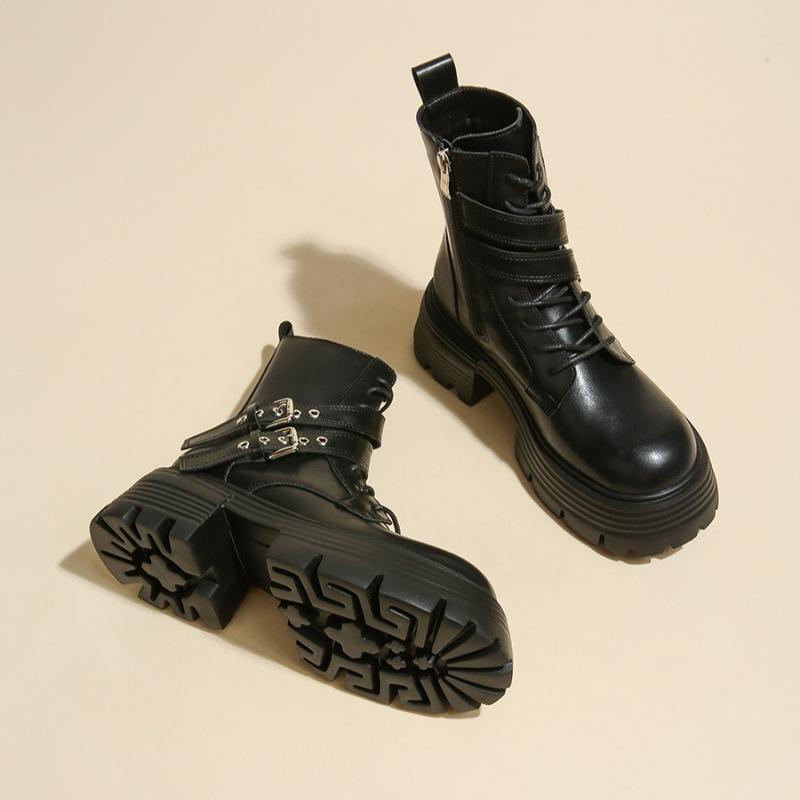 Platform Martin boots women's spring and autumn 2025 new thick heel British punk locomotive boots small height-increasing short boots summer