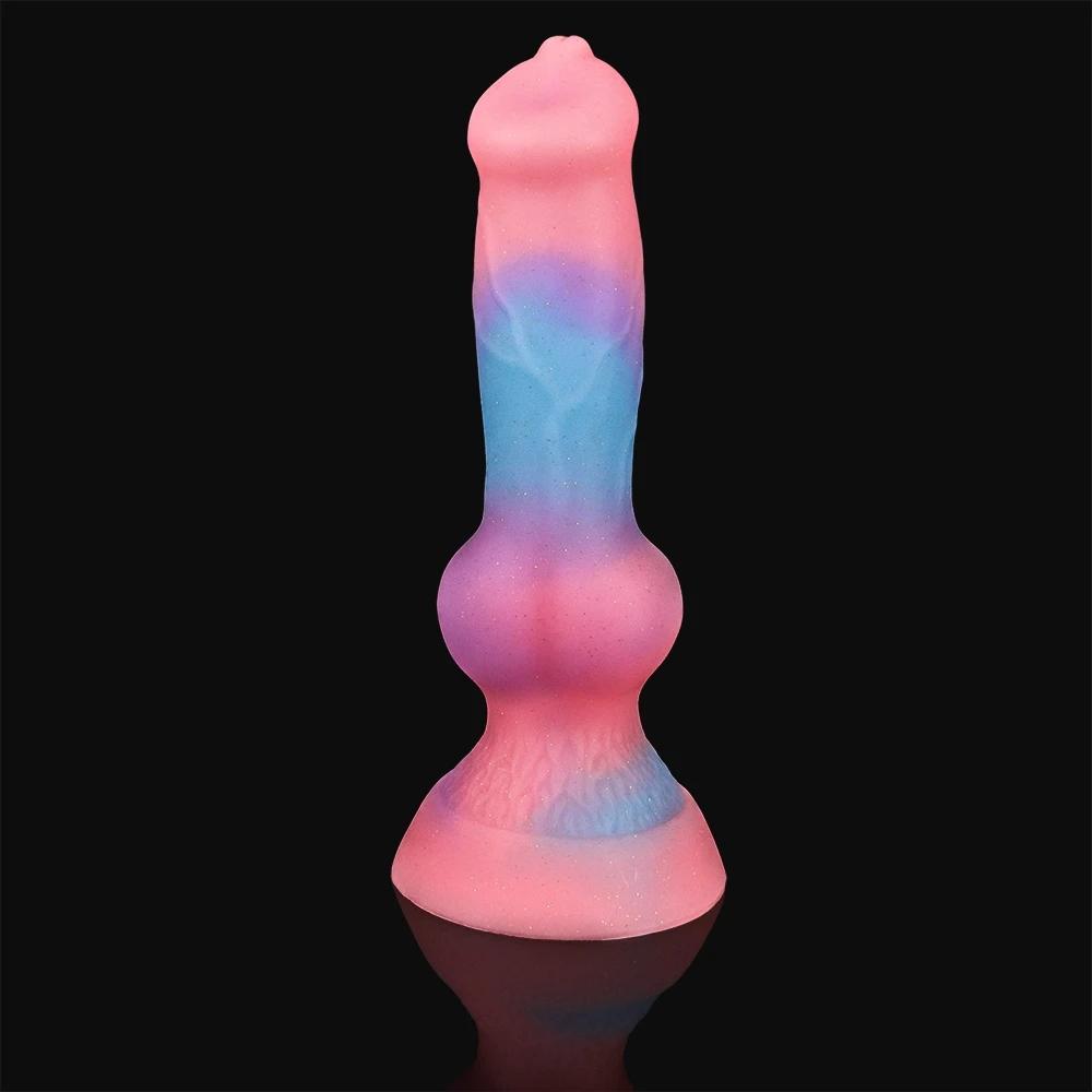 Super Soft Lightable Animal Penis Dog Dildo Adult Sex Toy Female Monster Cock Suction Cup Anal Toy Male Female Masturbation