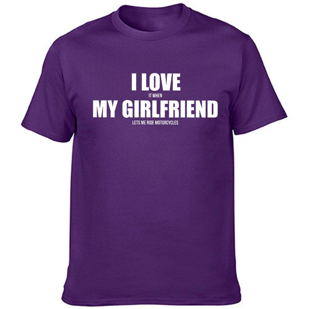 I Love My Girlfriend Letters Print Men Black Tees Casual Funny Short Sleeve White Vintage Tee