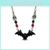 Gothic Bat Pendant Necklace With Crystal Beads For Men And Women