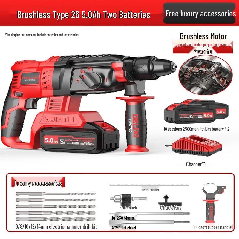 Delixi Brushless Lithium-Ion Rotary Hammer CN plug (adapter included)