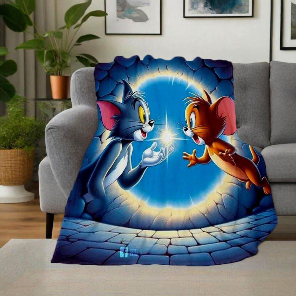 "Avventura di Tom & Jerry: Stampa Poster Cartone Animato Classico"Coperta in Flanella Coperta da Lancio per Divano, Letto, Viaggio, Campeggio, Ufficio