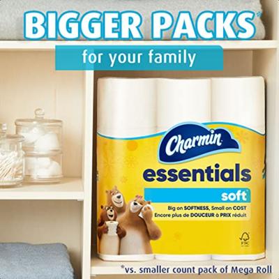 Entials Soft Toilet Paper 6 Mega Rolls 330 Sheets Per Roll