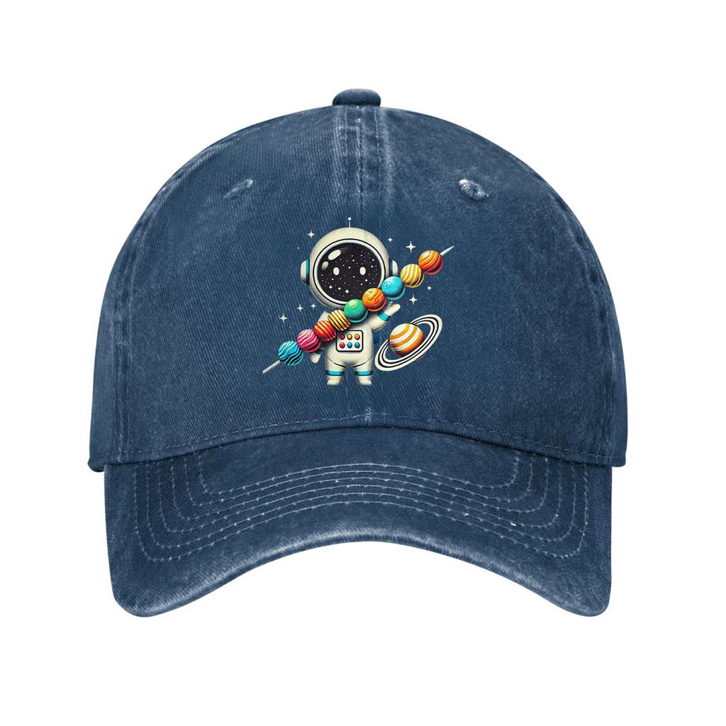 Astronaut Planet Skewer Cotton Baseball Cap Unisex Casual Adjustable Sun Protection Dad Hat
