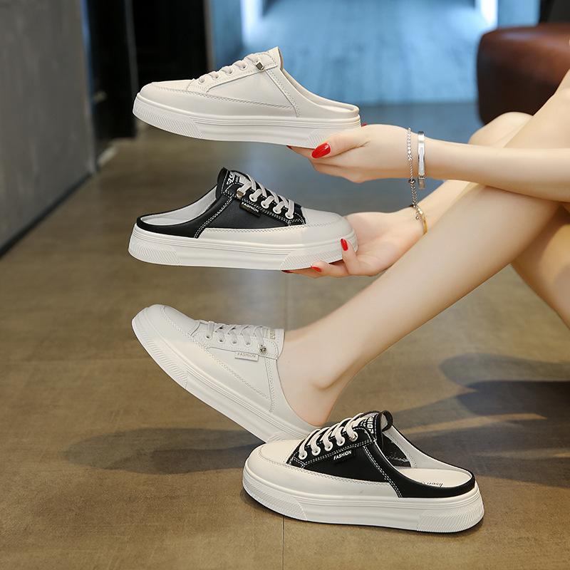 Spring and Autumn women's versatile one-pedal lazy bag head office casual outer wear without heel breathable versatile half tray