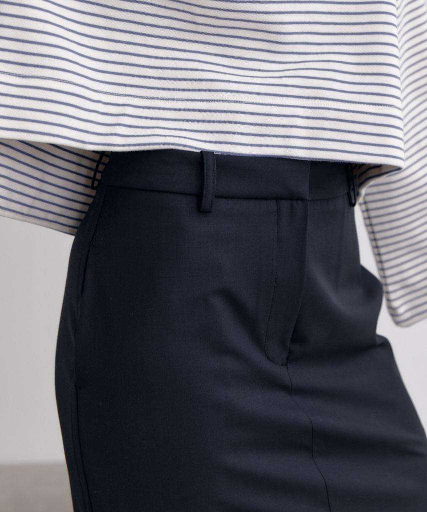 Okuka Straight Wool Skirt, Navy