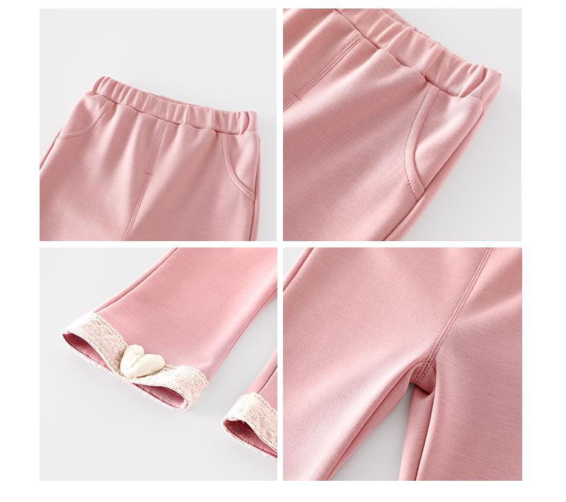 2025 Autumn Girls' Korean Style Flare Pants with Heart Design