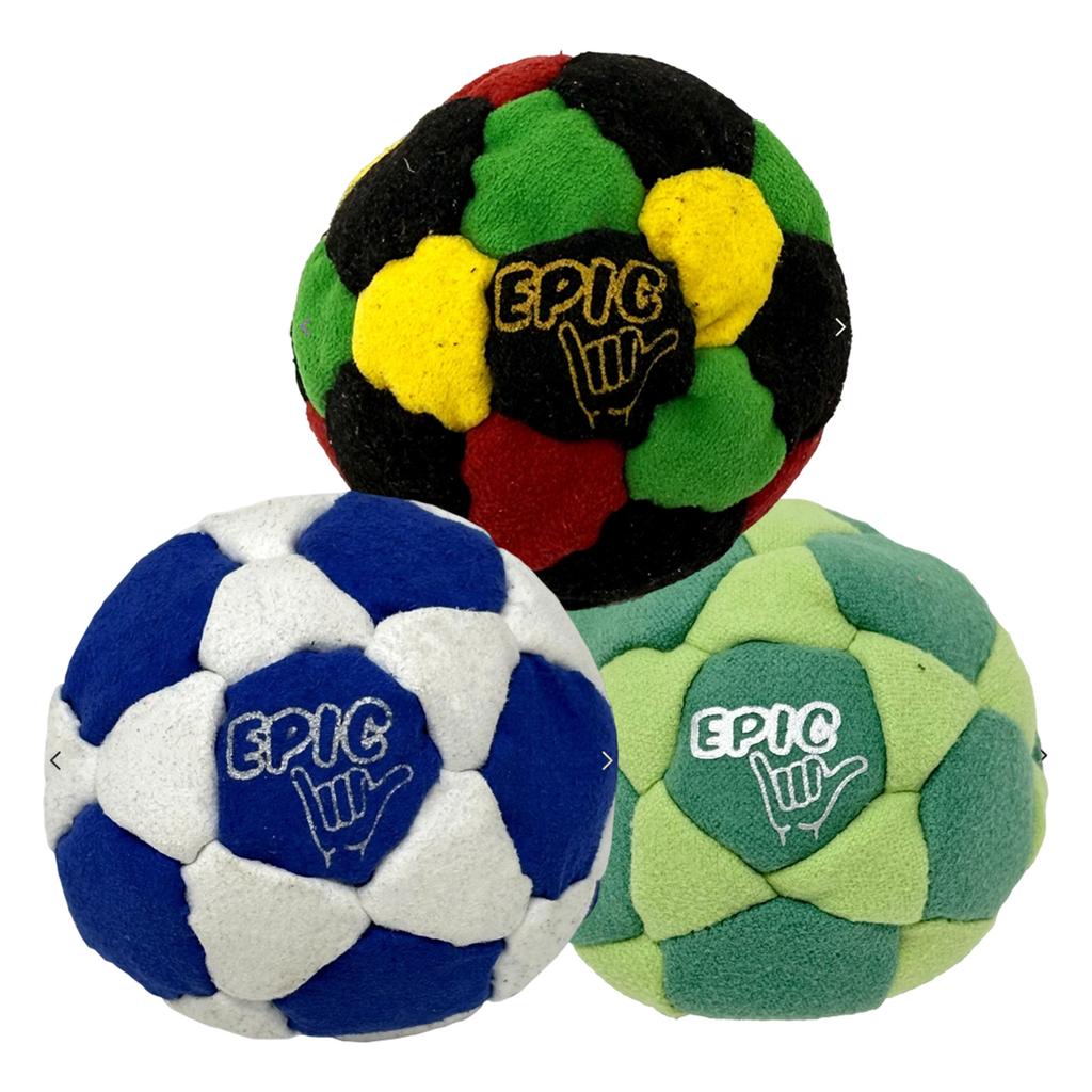 Epic 3pcs Handmade Woven Footbag Set with Carrying Bag Outdoor Adult Fun Crochet Foot Sack Sandbag for Recreational Use