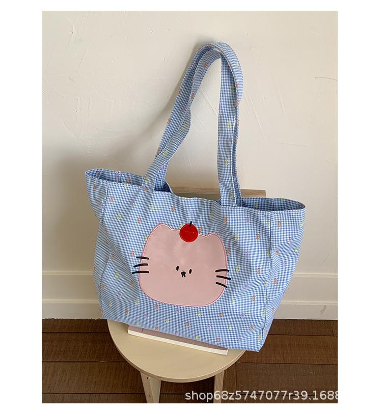 

Casual cute canvas bag women s bag 2025 new Korean version large-capacity foreign-style shoulder bag fashionable underarm tote bag синий