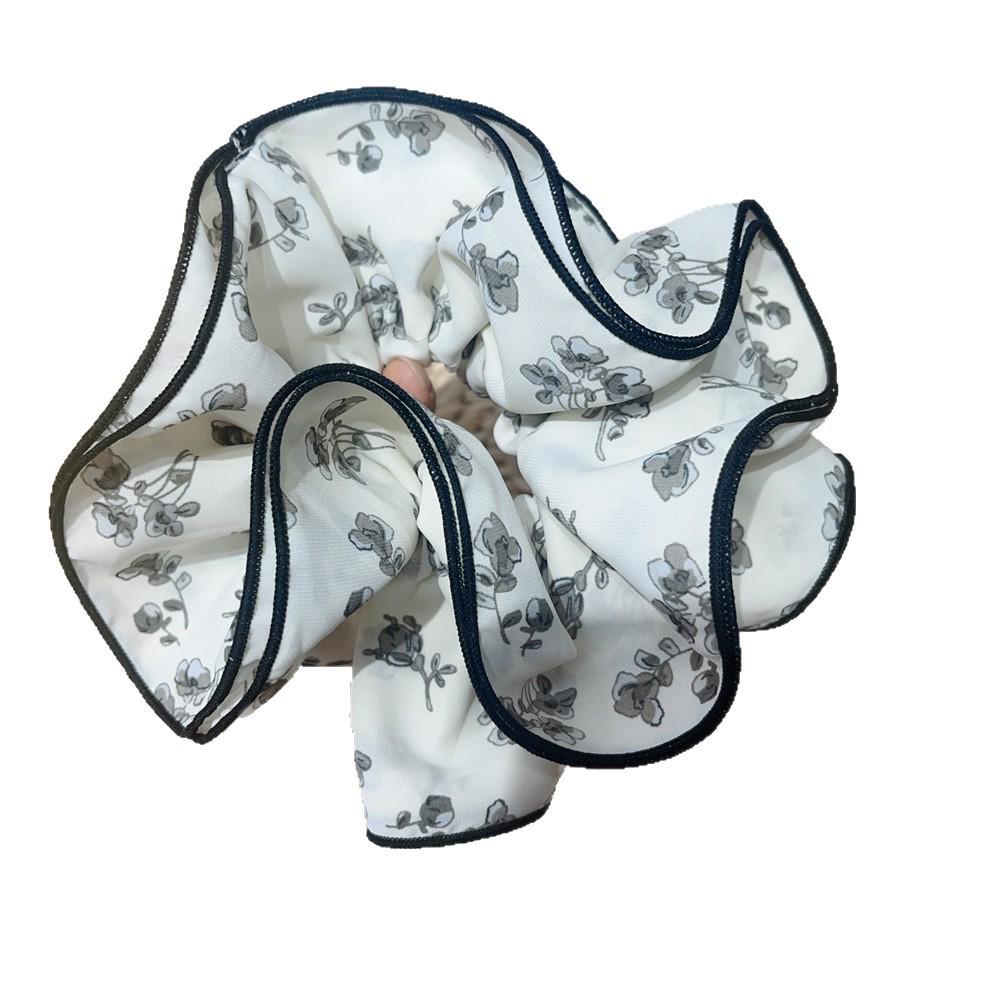 Retro Chinese Ink Painting Elastic Hair Tie - Slim Waist, Pleated, Multi-layer, High-end Design