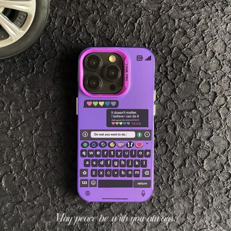 Farbiges Sier Doppelschicht-Case für Iphone 16 15 14 13 12 Pro Max Besprühte Hartschale Tastatur Handyhülle Coole Rückseiten-Cases