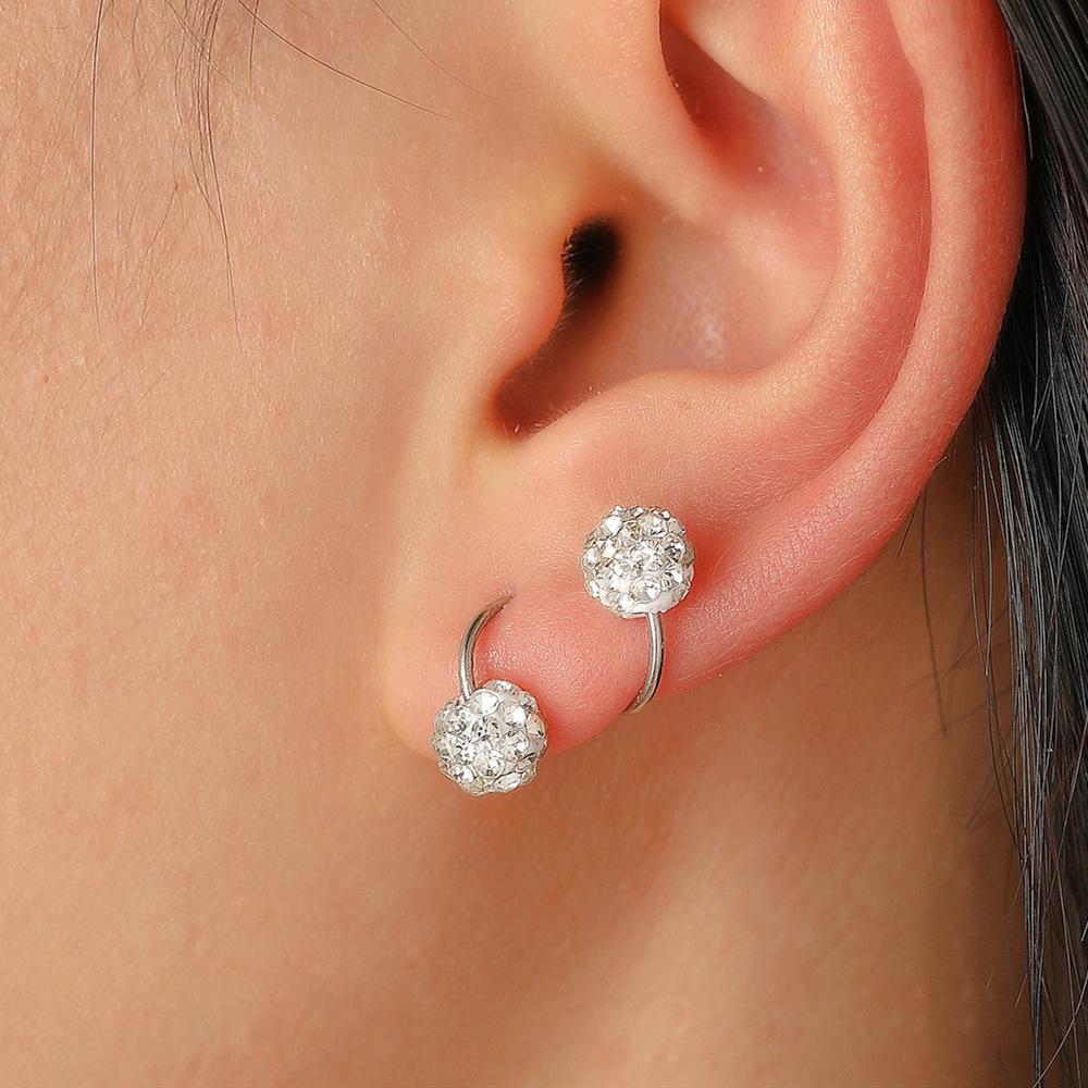 Super flash round bead spring screw stud earrings for women's new design sense niche unique high-end fashion earrings for women