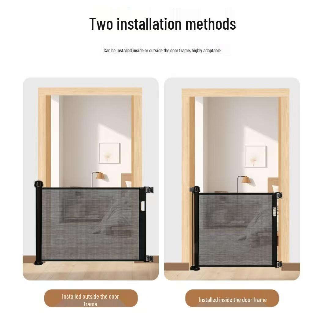 Child & Pet Safety Retractable Gate - Indoor Stairway Protection Rail & Anti-Cat Barrier