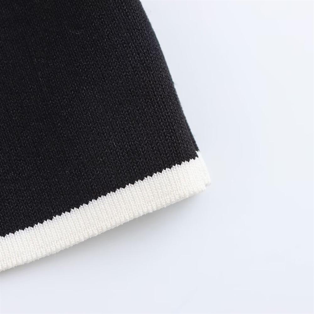 2025 Frühling Damen Colorblock-Besatz Umlegekragen Langarm Slim Strick-Cardigan