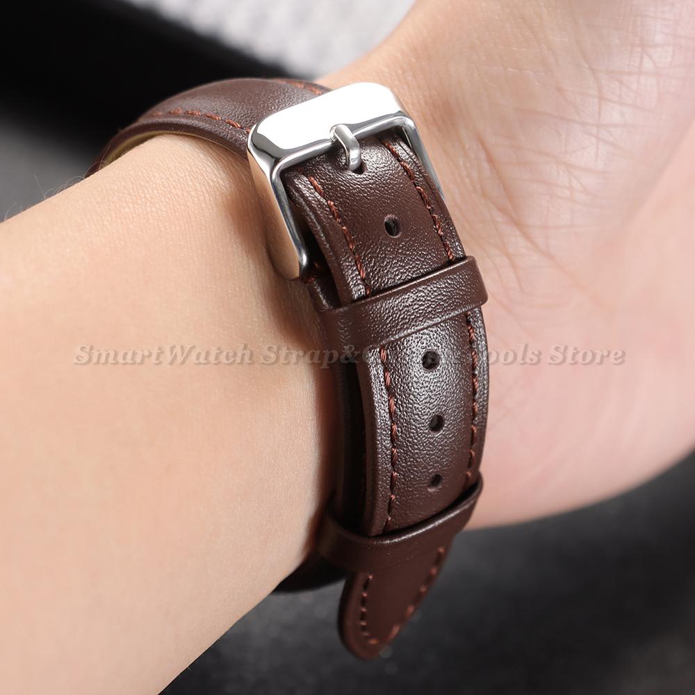 Genuine Leather Wristwatch Band 12mm 14mm 16mm 18mm 20mm 22mm Business Watch Strap Quick Release Watchband with Gold Pin Buckle