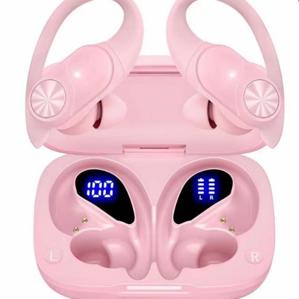 

1PACK Bluetooth wireless headset with ear hook digital display headset, suitable for TV, mobile phone, laptop computer рожевий