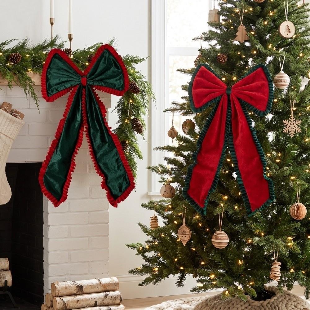 Ruffle Christmas Tree Topper Bow Long Streamers Tree Bow with Long Tails  New Year Decor