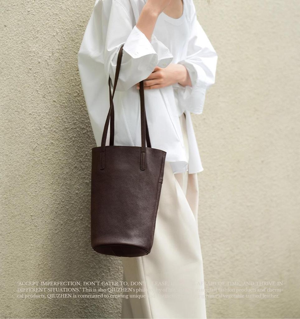 Fur Flower Leather Shoulder Bag - Retro Vegetable Tanned Cowhide