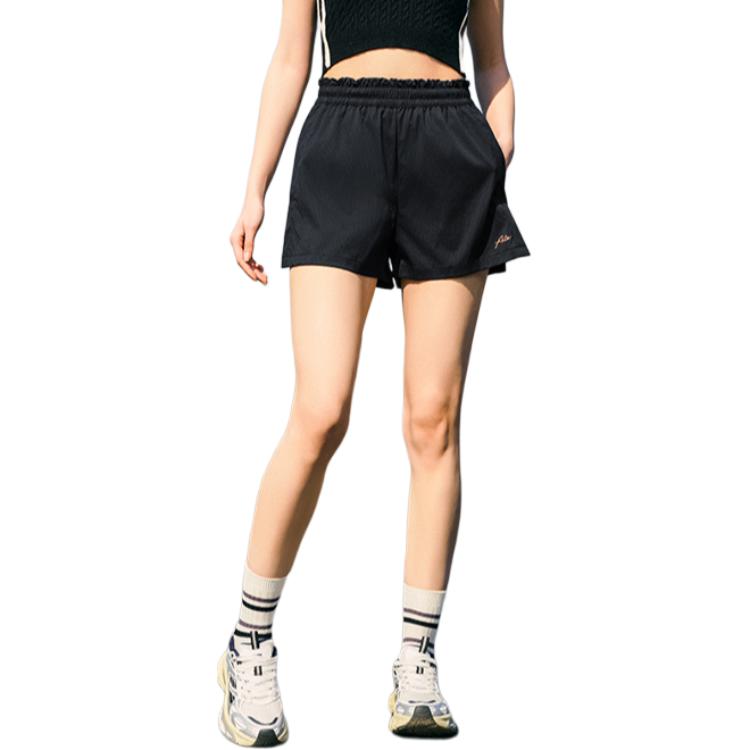 

Anta Comfortable Simple Loose Lightweight Solid Color Mid Waist Versatile Five Point Casual Shorts Women shorts Black 962527508-4 XS
