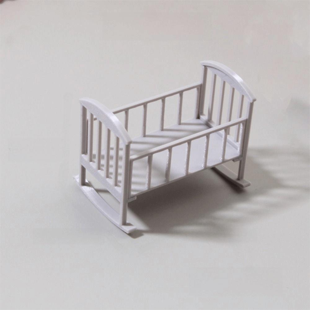 Miniature Dollhouse Cradle Simulation Mini Baby Crib Unique Rocking Bed Model  Dollhouse Decoration