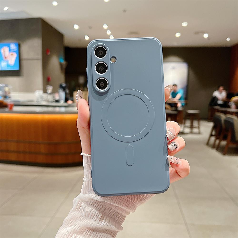 Fashion Colorful Silicone Magnetic Phone Case for Samsung Galaxy A57 A37 A27 A17 A07 A56 A16 A36 A26 A55 A35 A15 Wireless Charge Camera Protect Cover