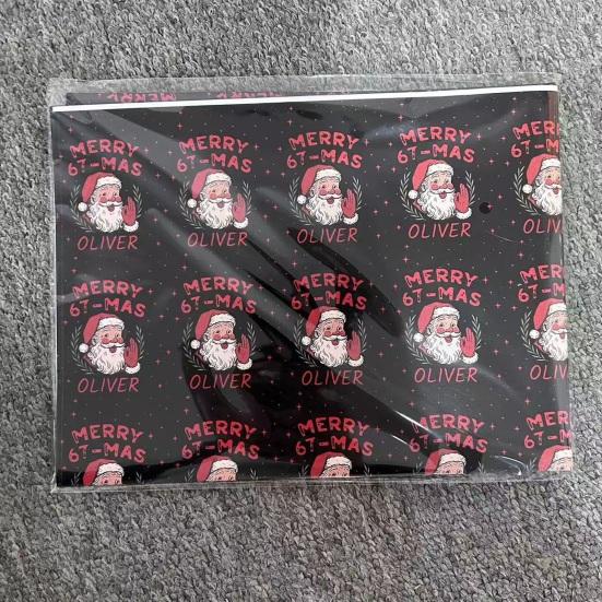 1 Roll Christmas 67 Santa Wrapping Paper Six Seven Meme Gift Box Packaging Paper Tear-Resistant Present Wrap Packing Paper Sheet