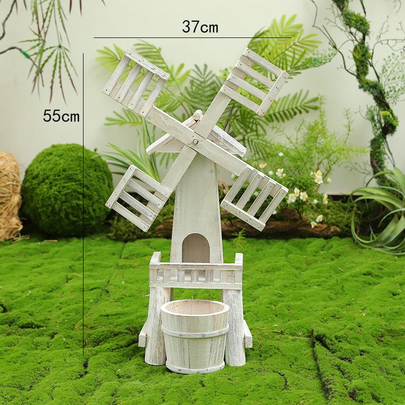 Neid Porzellan Windmühlen Ornament: Massivholz Miniaturlandschaft Gartendekoration - Kreative Waldserie für Kindergarten und Hofgestaltung