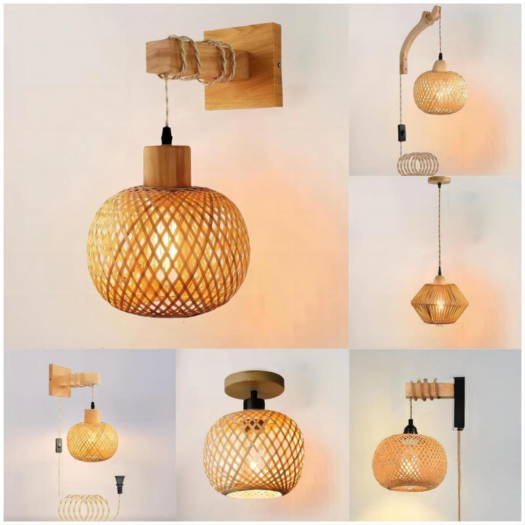Bamboo Weaving Wall Lamp: Retro Wabi-Sabi Style for Tea Rooms and Bedrooms