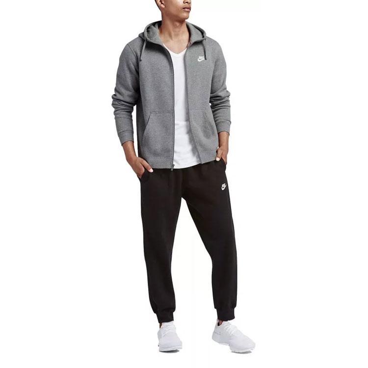Nike Embroidered Logo Fleece-Lined Hooded Jacket Men Outerwear Gray 804389-063