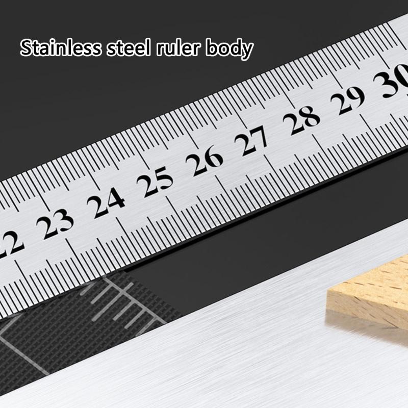 Professional Woodworking Measuring Tool Multifunction Graduated Scale Ruler Corrosion Resistant Design