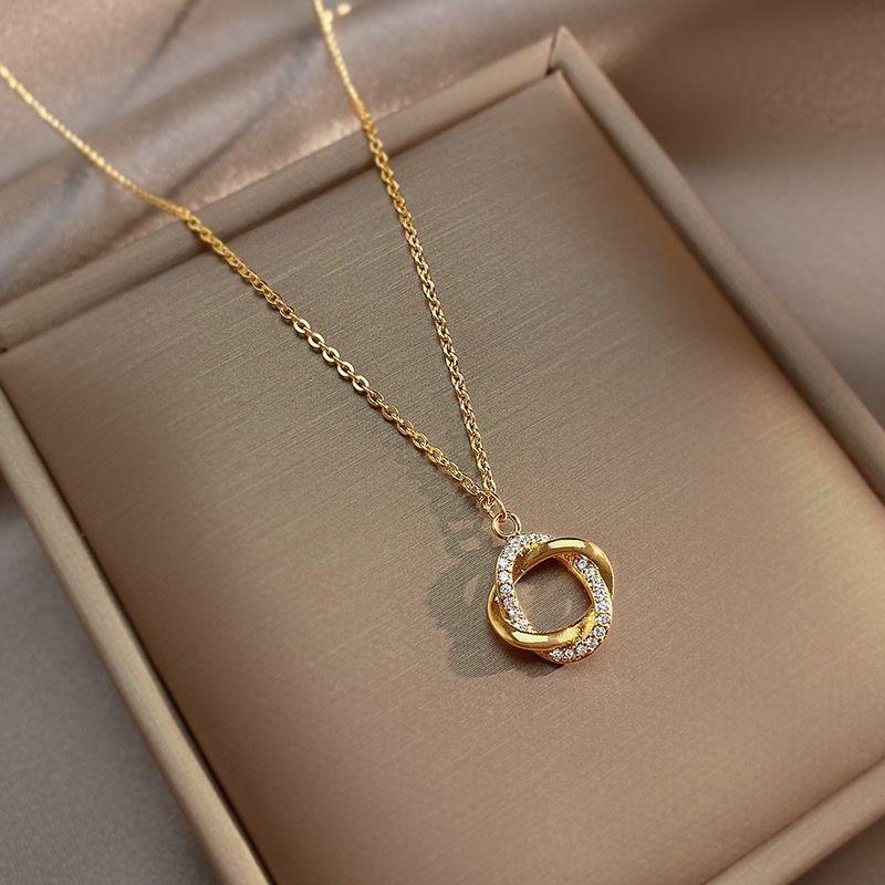 2. Diamond Rhinestone Choker Necklace, Gold Plated Sweater Chain for Women