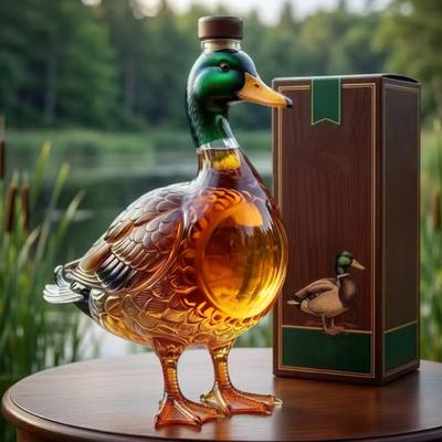 Carafa de Whiskey Rățușcă, Sticlă Dreaptă de Bourbon cu Dop, 350ml Distribuitor Noutate pentru Băuturi Alcoolice pentru Barul de Acasă, Cadou Unic pentru Bărbați
