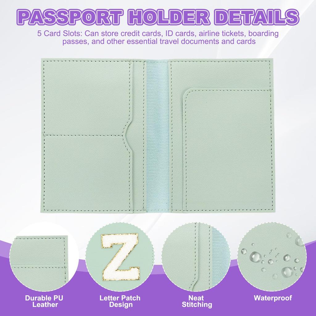 Набір бирок для паспорта та багажу з обкладинкою для паспорта з ініціалом та алфавітними шениловыми літерами, дорожня сумка-гаманець, ідентифікатор для валізи для жінок та сім'ї