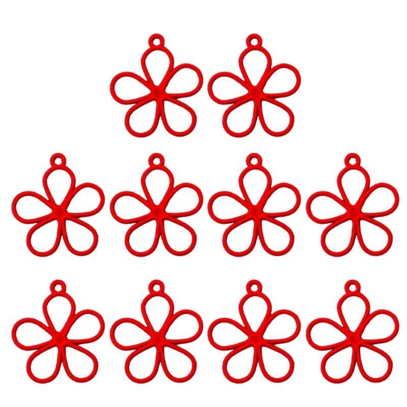 A52E 10Pieces Alloy Open Back Bezel Pendants Flower Frame Pendant Charm DIY Flower
