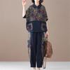 Traje de Mujer Primavera y Otoño Coreano Estampado Conjunto de Dos Piezas Moda Femenina Casual Algodón y Lino Conjunto Mujer 2 Piezas